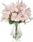 Artificial Flowers in Vase for Spring Home Decor, Fake Silk Pink Flowers with Glass Vase with Fake Water, Fake Astillbe Eucalyptus for Wedding Party Bathroom Farmhouse Kitchen Dining Table